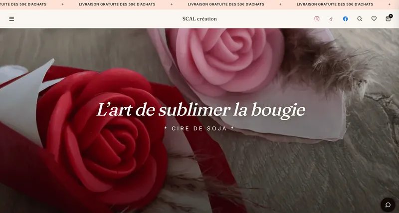 SCAL création, boutique de bougies artisanales créée avec Hopla